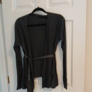 Dark Gray Open Front Cardigan